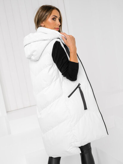 Women's Longline Quilted Gilet White Bolf 5M788