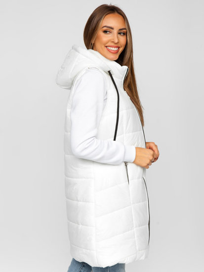 Women's Longline Quilted Gilet White Bolf 82019