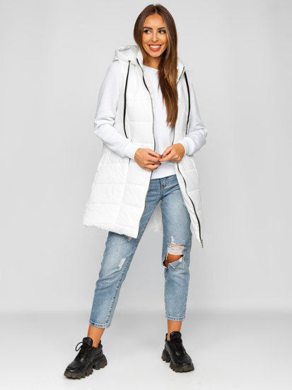 Women's Longline Quilted Gilet White Bolf 82019