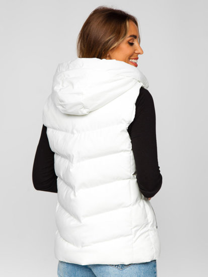 Women's Longline Quilted Gilet with Hood White Bolf 7051