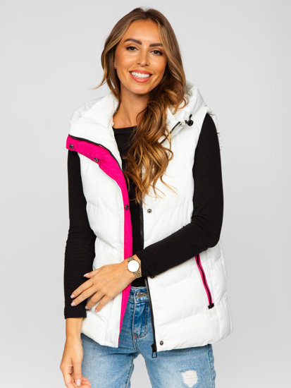 Women's Longline Quilted Gilet with Hood White Bolf 7051