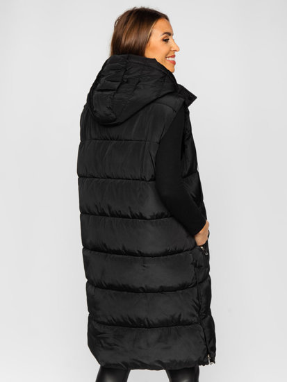 Women's Longline Quilted Oversize Gilet Black Bolf 81276