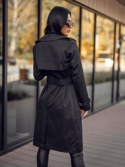 Women’s Longline Trench Coat Black Bolf 11Z8193