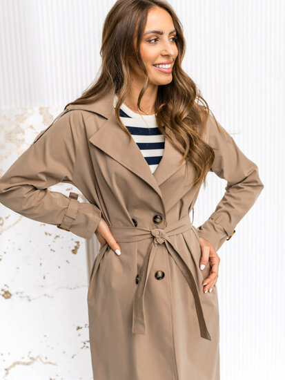 Women’s Longline Trench Coat Cappuccino Bolf 4494