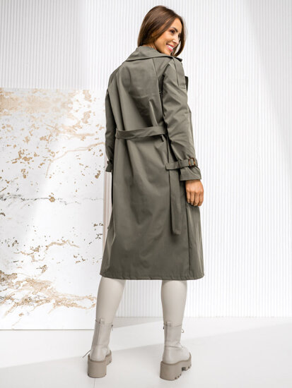 Women’s Longline Trench Coat Khaki Bolf 4494