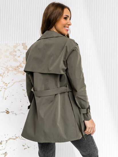 Women’s Longline Trench Coat Khaki Bolf 4508