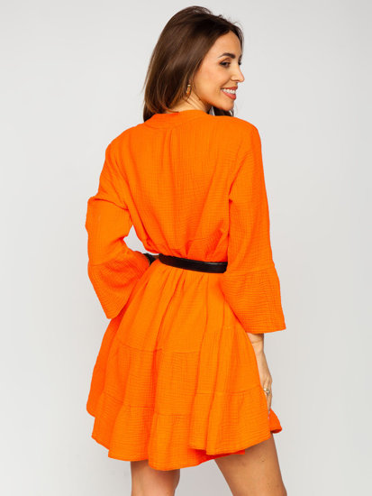 Women's Muslin Dress with Flounces Orange Bolf A2160