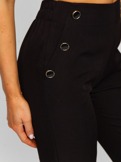 Women's Pants with Decorative Buttons Black Bolf 8155