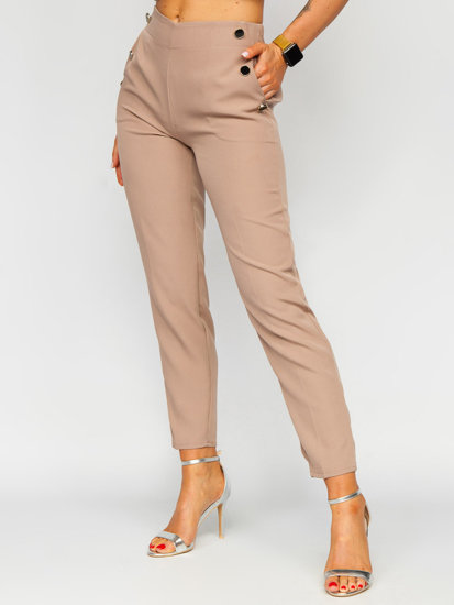 Women's Pants with Decorative Buttons Cappuccino Bolf 8155