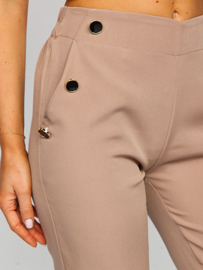 Women's Pants with Decorative Buttons Cappuccino Bolf 8155