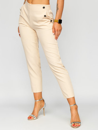 Women's Pants with Decorative Buttons Ecru Bolf 8155