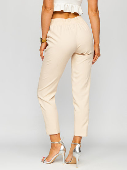 Women's Pants with Decorative Buttons Ecru Bolf 8155