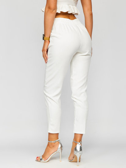 Women's Pants with Decorative Buttons White Bolf 8155