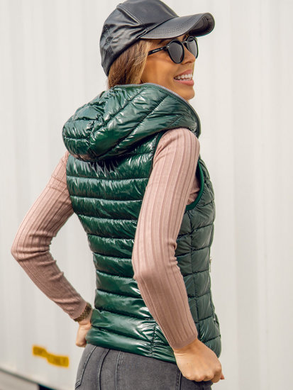 Women's Quilted Gilet with Hood Green Bolf 9563A