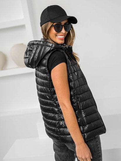 Women's Quilted Gilet with hood Black Bolf 16M9138