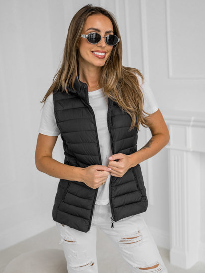 Women's Quilted Gilet with hood Black Bolf 16M9150