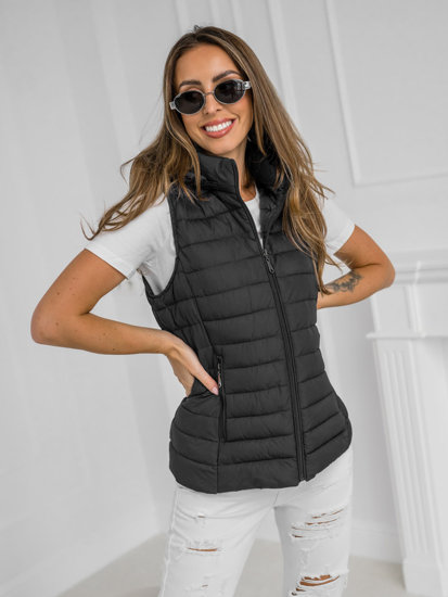 Women's Quilted Gilet with hood Black Bolf 16M9150