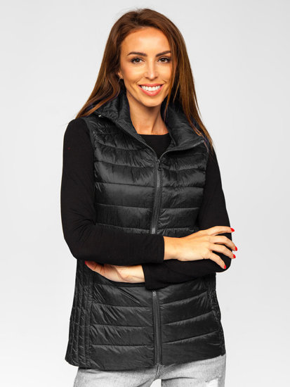 Women's Quilted Gilet with hood Black Bolf 23039