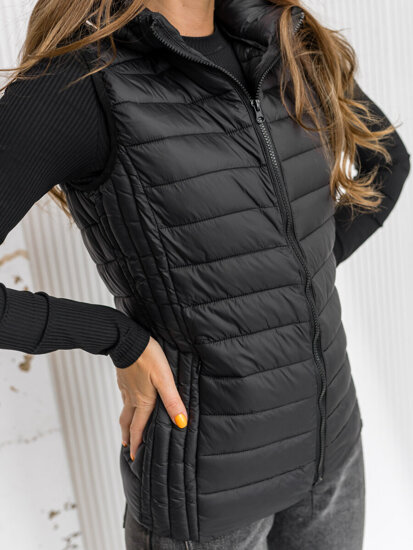 Women's Quilted Gilet with hood Black Bolf 23039A1