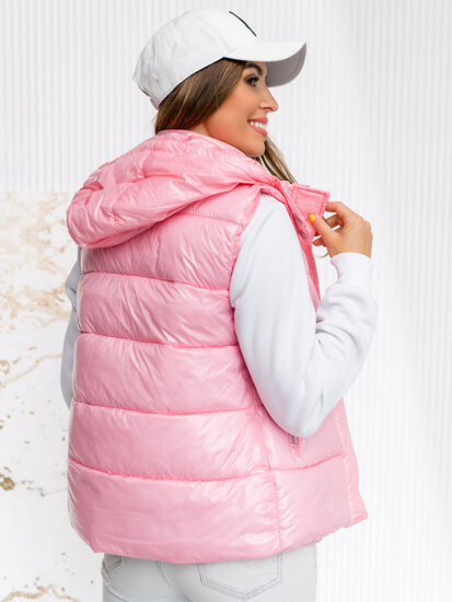 Women's Quilted Gilet with hood Light Pink Bolf SW025A1