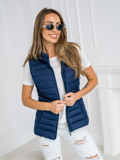 Women's Quilted Gilet with hood Navy Blue Bolf 16M9150