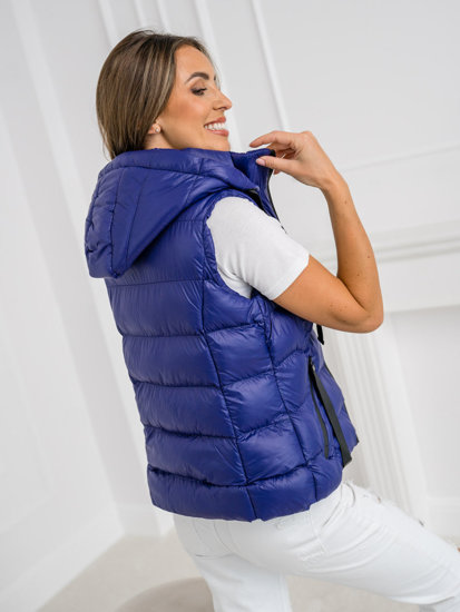 Women's Quilted Gilet with hood Navy Blue Bolf 5M3133