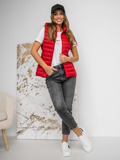 Women's Quilted Gilet with hood Red Bolf 16M9139