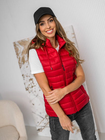 Women's Quilted Gilet with hood Red Bolf 16M9139