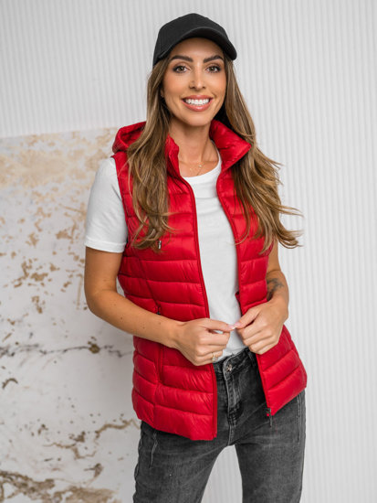 Women's Quilted Gilet with hood Red Bolf 16M9139