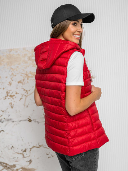 Women's Quilted Gilet with hood Red Bolf 16M9139