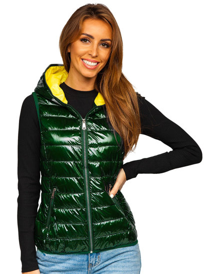 Women's Quilted Hooded Gilet Green Bolf R9549