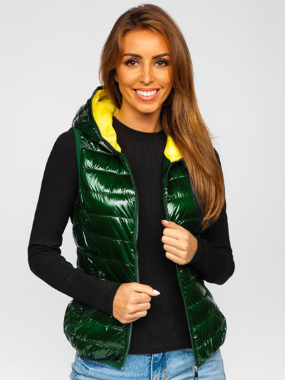 Women's Quilted Hooded Gilet Green Bolf R9549