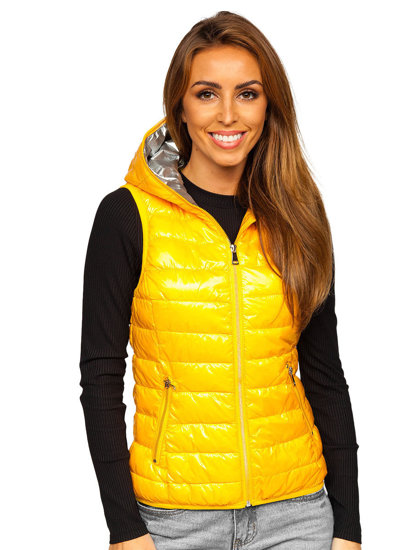 Women's Quilted Hooded Gilet Yellow Bolf 9563