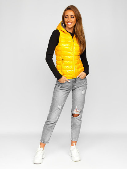 Women's Quilted Hooded Gilet Yellow Bolf 9563