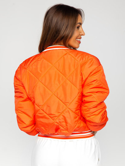 Women's Quilted Lightweight Bomber Jacket Orange Bolf 82556