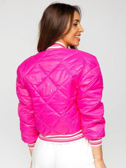 Women's Quilted Lightweight Bomber Jacket Pink Bolf 82556