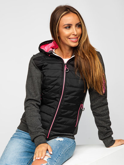 Women's Quilted Lightweight Hooded Jacket Black Bolf KSW4001