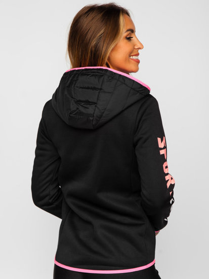 Women's Quilted Lightweight Hooded Jacket Black Bolf KSW4008