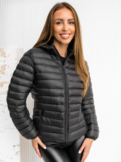 Women's Quilted Lightweight Hooded Jacket Black Bolf M23036