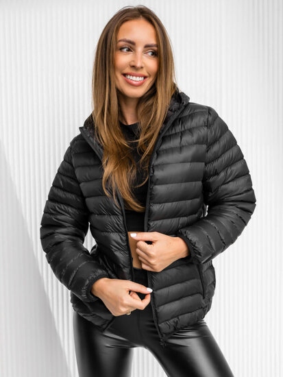 Women's Quilted Lightweight Hooded Jacket Black Bolf M23036