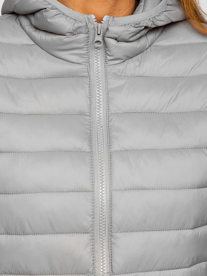 Women's Quilted Lightweight Hooded Jacket Grey Bolf M23036