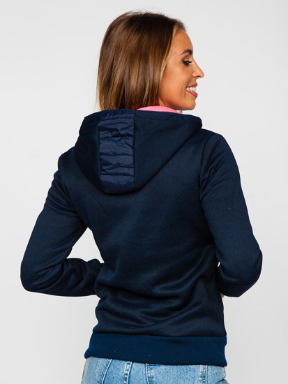 Women's Quilted Lightweight Hooded Jacket Navy Blue Bolf KSW4001