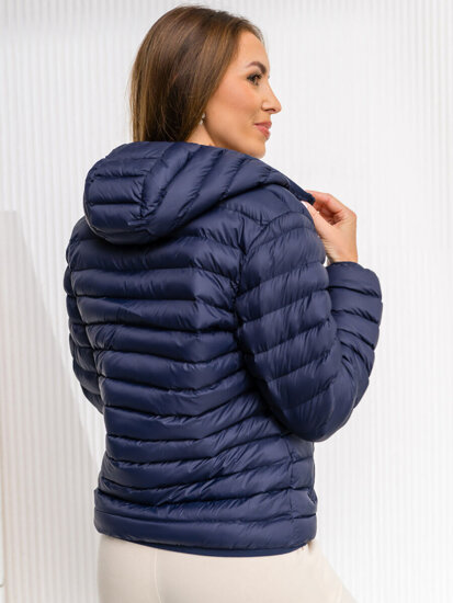 Women's Quilted Lightweight Hooded Jacket Navy Blue Bolf M23036