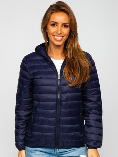 Women's Quilted Lightweight Hooded Jacket Navy Blue Bolf M23036