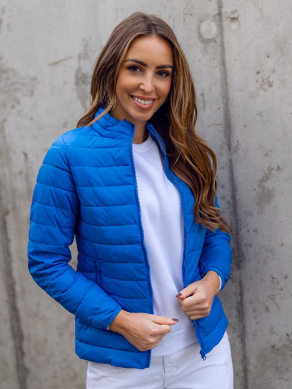 Women's Quilted Lightweight Jacket with Stand Up Collar Sky Blue Bolf 1141A