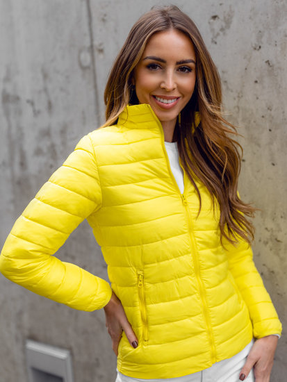 Women's Quilted Lightweight Jacket with Stand Up Collar Yellow Bolf 1141A