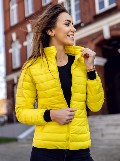 Women's Quilted Lightweight Jacket with Stand Up Collar Yellow Bolf 1141A