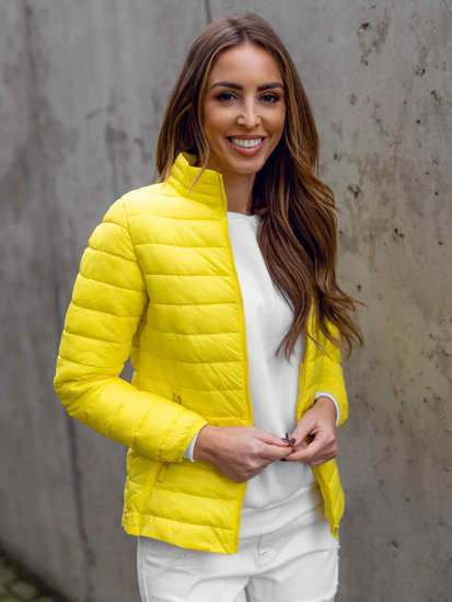 Women's Quilted Lightweight Jacket with Stand Up Collar Yellow Bolf 1141A