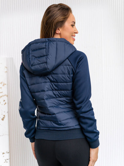 Women's Quilted Lightweight Jacket with hood Navy Blue Bolf KSW4012A1