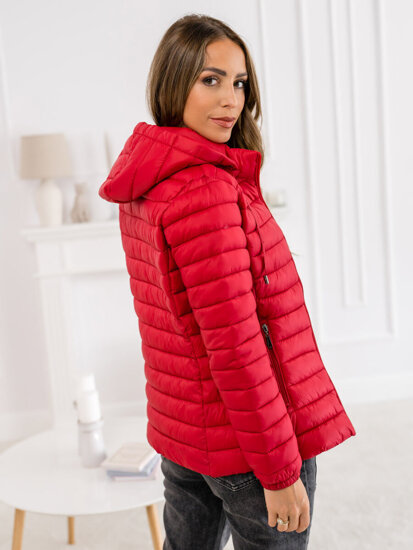 Women's Quilted Lightweight Jacket with hood Red Bolf 16M9101